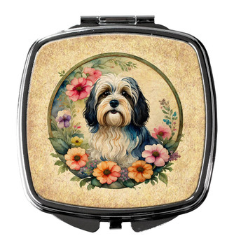 Havanese and Flowers Compact Decorative Travel Makeup Mirror product image at NuMercy