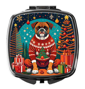 Boxer Christmas Compact Decorative Travel Makeup Mirror product image at NuMercy