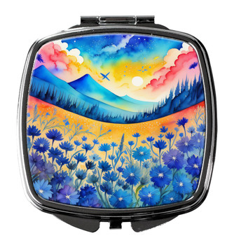 Colorful Blue Cornflowers Compact Decorative Travel Makeup Mirror product image at NuMercy