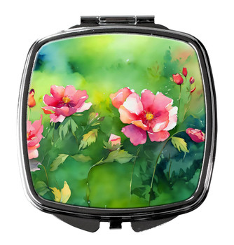 Iowa Wild Prairie Roses in Watercolor Compact Decorative Travel Makeup Mirror DAC1651 product image at NuMercy