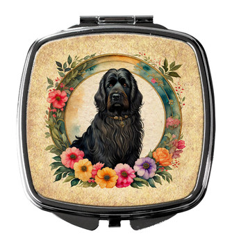 Briard and Flowers Compact Decorative Travel Makeup Mirror product image at NuMercy
