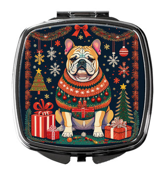 English Bulldog Christmas Compact Decorative Travel Makeup Mirror DAC1122 product image at NuMercy