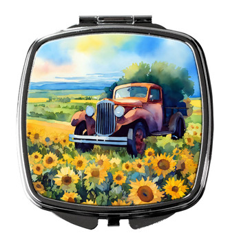 Kansas Sunflowers in Watercolor Compact Decorative Travel Makeup Mirror DAC1654 product image at NuMercy