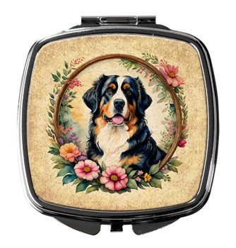 Bernese Mountain Dog and Flowers Compact Decorative Travel Makeup Mirror product image at NuMercy