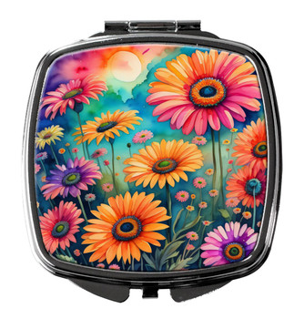 Colorful Gerbera Daisies Compact Decorative Travel Makeup Mirror product image at NuMercy