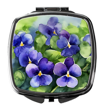 Rhode Island Violets in Watercolor Compact Decorative Travel Makeup Mirror product image at NuMercy