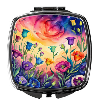 Colorful Lisianthus Compact Decorative Travel Makeup Mirror product image at NuMercy