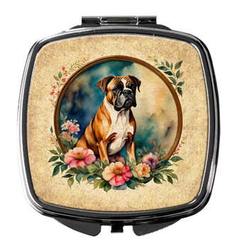 Boxer and Flowers Compact Decorative Travel Makeup Mirror DAC2101 product image at NuMercy
