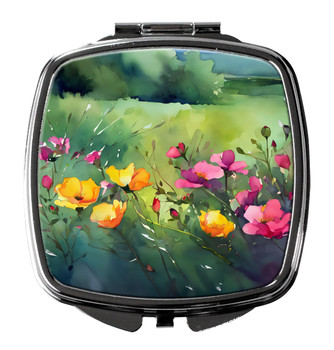 North Dakota Wild Prairie Roses in Watercolor Compact Decorative Travel Makeup Mirror DAC1696 product image at NuMercy