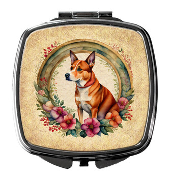 Basenji and Flowers Compact Decorative Travel Makeup Mirror product image at NuMercy