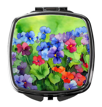 Illinois Violet in Watercolor Compact Decorative Travel Makeup Mirror DAC1648 product image at NuMercy