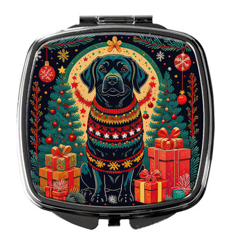 Black Labrador Retriever Christmas Compact Decorative Travel Makeup Mirror product image at NuMercy