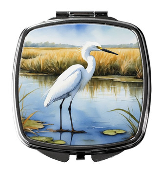 Snowy Egret in Coastal Marshes Compact Decorative Travel Makeup Mirror product image at NuMercy