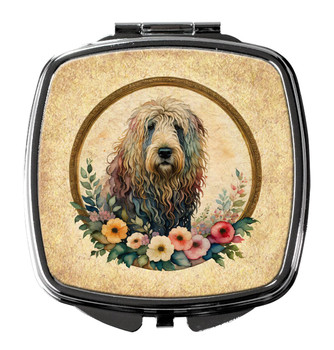 Komondor and Flowers Compact Decorative Travel Makeup Mirror product image at NuMercy
