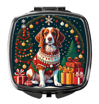 Brittany Spaniel Christmas Compact Decorative Travel Makeup Mirror product image at NuMercy