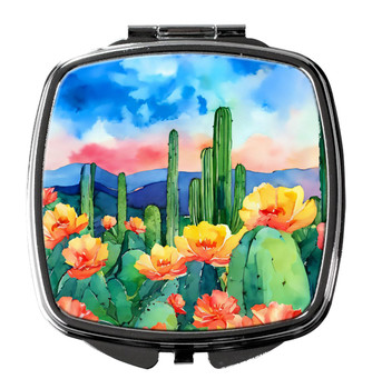 Arizona Saguaro Cactus Blossom in Watercolor Compact Decorative Travel Makeup Mirror DAC1626 product image at NuMercy
