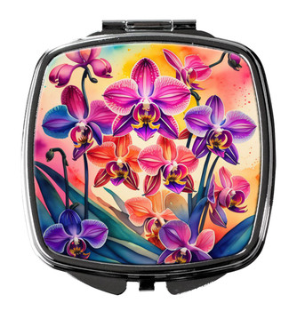 Colorful Orchids Compact Decorative Travel Makeup Mirror DAC1977 product image at NuMercy