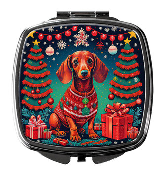 Dachshund Christmas Compact Decorative Travel Makeup Mirror product image at NuMercy