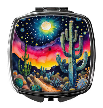 Colorful Queen of the Night Cactus Compact Decorative Travel Makeup Mirror product image at NuMercy