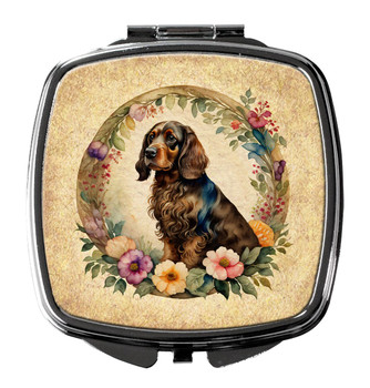 Field Spaniel and Flowers Compact Decorative Travel Makeup Mirror product image at NuMercy