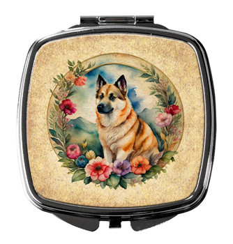 Norwegian Buhund and Flowers Compact Decorative Travel Makeup Mirror product image at NuMercy