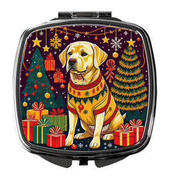 Yellow Labrador Retriever Christmas Compact Decorative Travel Makeup Mirror product image at NuMercy