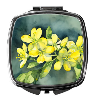 South Carolina Yellow Jessamine in Watercolor Compact Decorative Travel Makeup Mirror product image at NuMercy
