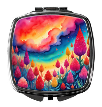 Colorful Celosia Compact Decorative Travel Makeup Mirror product image at NuMercy