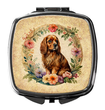 Sussex Spaniel and Flowers Compact Decorative Travel Makeup Mirror product image at NuMercy