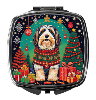 Bearded Collie Christmas Compact Decorative Travel Makeup Mirror product image at NuMercy