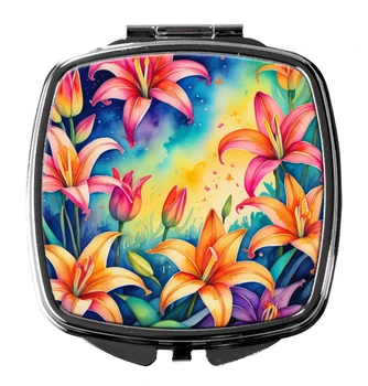 Colorful Lilies Compact Decorative Travel Makeup Mirror DAC1970 product image at NuMercy