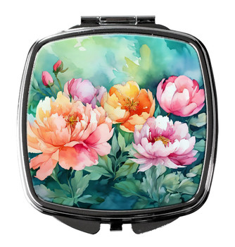 Indiana Peonies in Watercolor Compact Decorative Travel Makeup Mirror DAC1650 product image at NuMercy