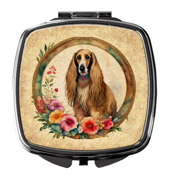 Afghan Hound and Flowers Compact Decorative Travel Makeup Mirror product image at NuMercy