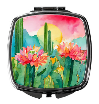 Arizona Saguaro Cactus Blossom in Watercolor Compact Decorative Travel Makeup Mirror DAC1625 product image at NuMercy