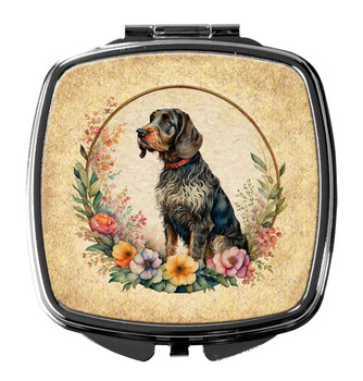 German Wirehaired Pointer and Flowers Compact Decorative Travel Makeup Mirror product image at NuMercy