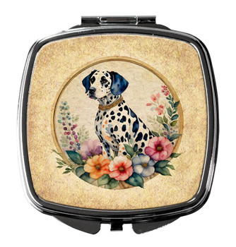 Dalmatian and Flowers Compact Decorative Travel Makeup Mirror product image at NuMercy