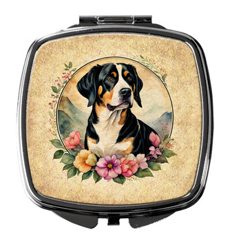 Entlebucher Mountain Dog and Flowers Compact Decorative Travel Makeup Mirror DAC2133 product image at NuMercy