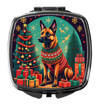 Belgian Malinois Christmas Compact Decorative Travel Makeup Mirror product image at NuMercy