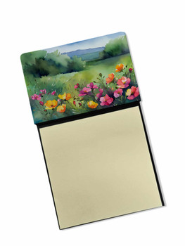 North Dakota Wild Prairie Roses in Watercolor Sticky Note Holder Refillable Dispenser DAC1696 product image at NuMercy