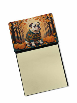 White English Bulldog Fall Sticky Note Holder Refillable Dispenser product image at NuMercy