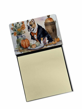 English Bulldog Fall Kitchen Pumpkins Sticky Note Holder Refillable Dispenser DAC1757 product image at NuMercy