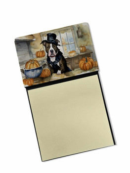Pit Bull Terrier Fall Kitchen Pumpkins Sticky Note Holder Refillable Dispenser DAC1727 product image at NuMercy