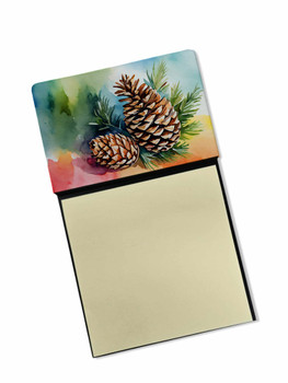 Maine White Pine Cone and Tassels in Watercolor Sticky Note Holder Refillable Dispenser DAC1665 product image at NuMercy