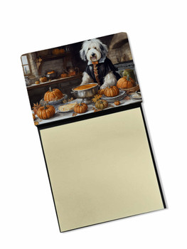 Old English Sheepdog Fall Kitchen Pumpkins Sticky Note Holder Refillable Dispenser DAC1798 product image at NuMercy