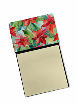 Poinsettias in Watercolor Sticky Note Holder Refillable Dispenser product image at NuMercy