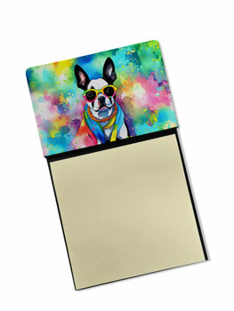 Boston Terrier Hippie Dawg Sticky Note Holder Refillable Dispenser DAC2469 product image at NuMercy