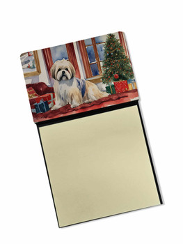Lhasa Apso Cozy Christmas Sticky Note Holder Refillable Dispenser product image at NuMercy