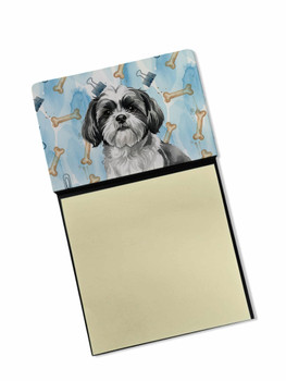 Black and White Shih Tzu Coworker Watercolor Sticky Note Holder Refillable Dispenser product image at NuMercy