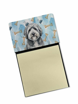 Gray and White Old English Sheepdog Coworker Watercolor Sticky Note Holder Refillable Dispenser product image at NuMercy