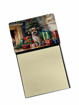 Border Terrier Cozy Christmas Sticky Note Holder Refillable Dispenser product image at NuMercy
